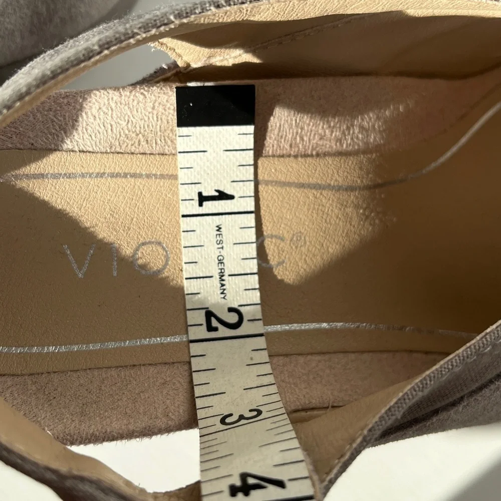 Vionic Trixie Suede Wedge Sandals Slingback Peep Toe Taupe Size 6.5 Wide Comfort